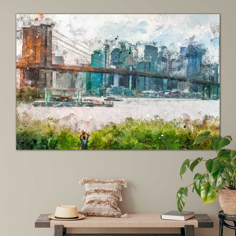 Kunst plakat New York Brooklyn Bridge til stuen