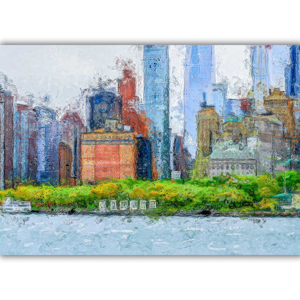 Kunstplakat New York havnekant