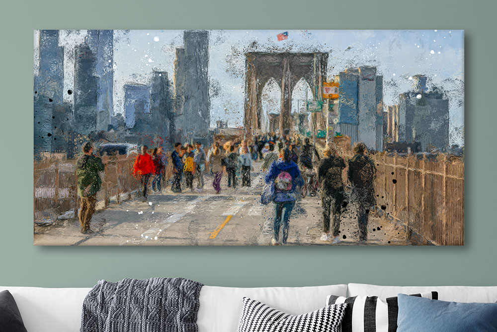 Billede på lærred New York Brooklyn Bridge til stuen 75x150 cm