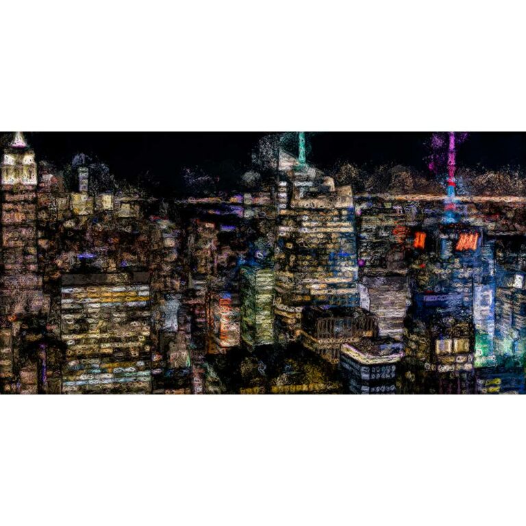 Lærredsbillede New York skyline nat