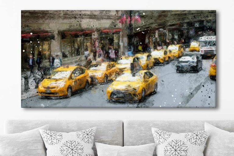Stort canvas billede New York taxi storby til stuen 75x150 cm