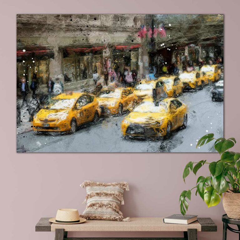 New York plakat til stuen gul taxi