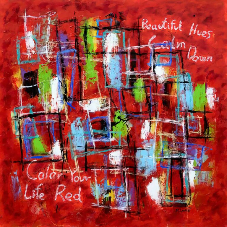 Rødt maleri i flotte farver Abstract Colors VI 100x100 cm