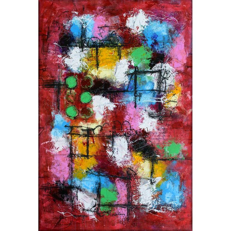 Stort maleri med røde farver Intuition II 100x150 cm