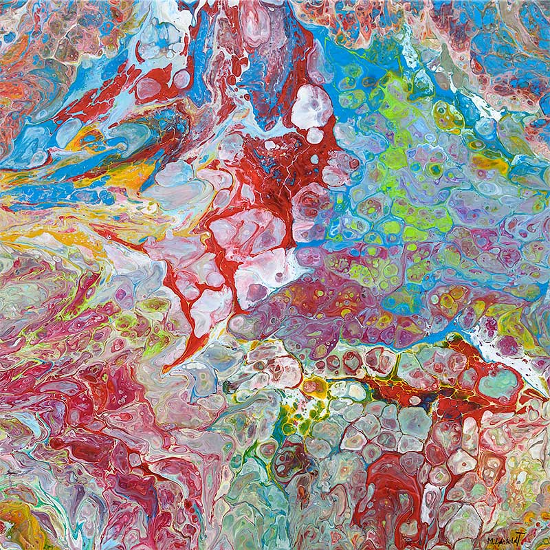Farverigt kunst maleri Emotions I 60x60 cm