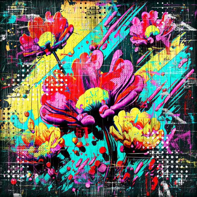 Popkunst print på lærred Flowers II