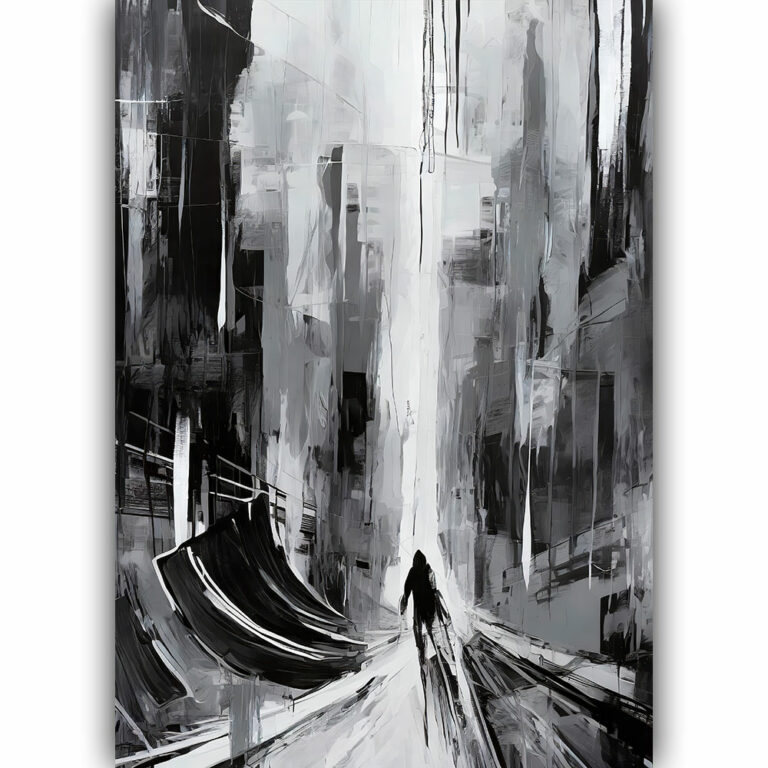 Abstrakt sort hvid plakat Pitch I