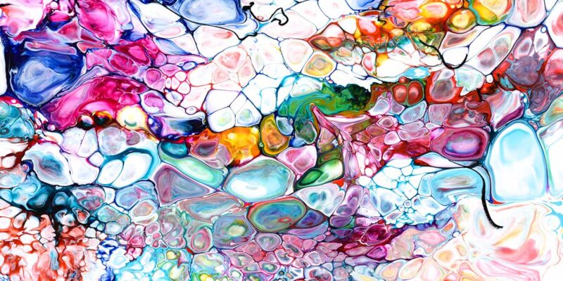 Abstrakt kunst med farver og transparens