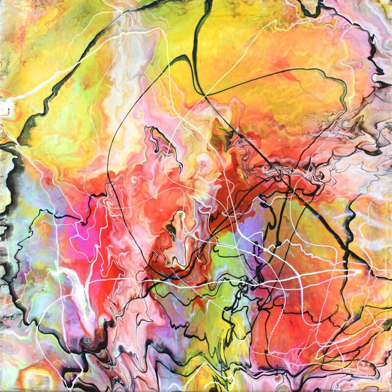 Små malerier med moderne kunst 40x40 cm